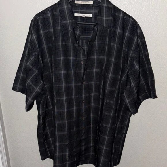Perry Ellis Black Plaid Casual Shirt - XL - Picture 1 of 2